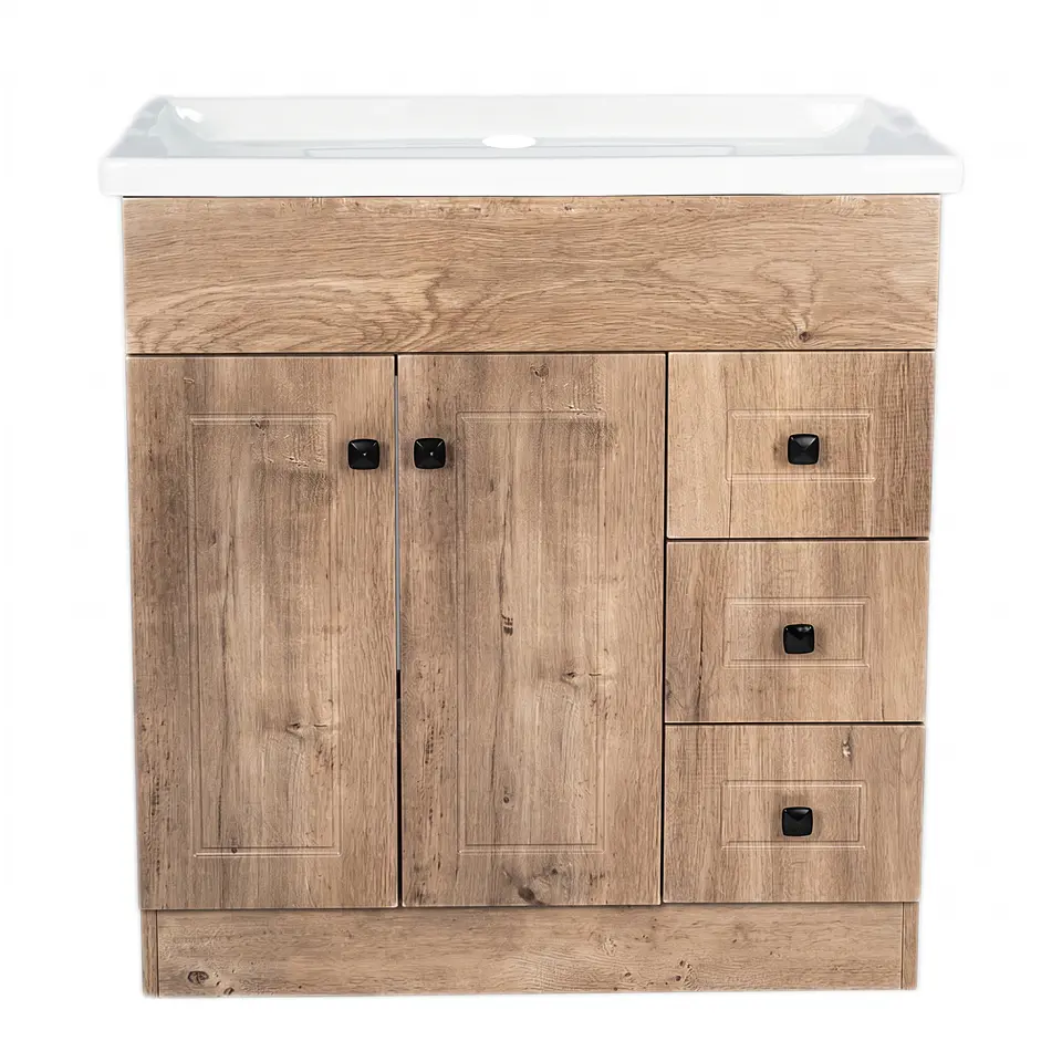 Mueble Vanitorio Habana Nogal con Cubierta de Loza 80x47x80 cm (Incluye Armado) 3