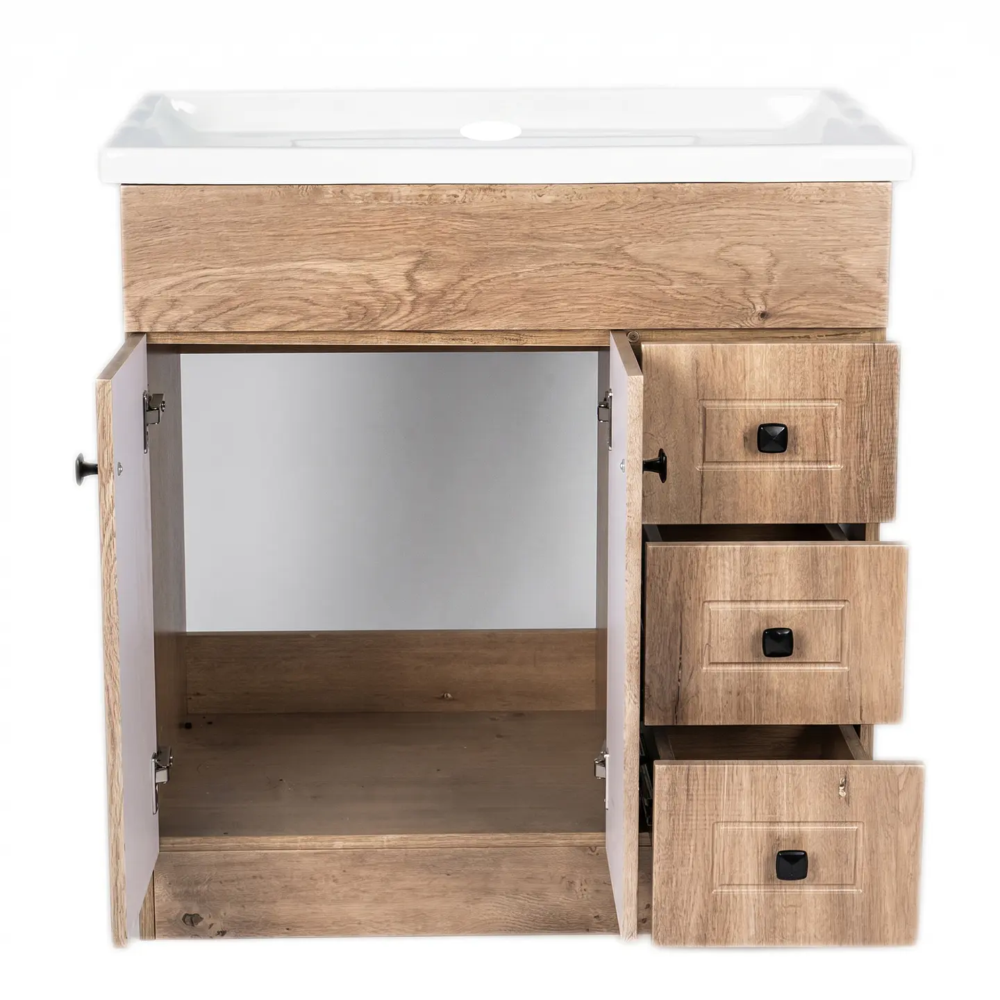 Mueble Vanitorio Habana Nogal con Cubierta de Loza 80x47x80 cm (Incluye Armado) 4