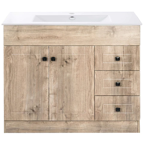 Mueble Vanitorio Habana Nogal con Cubierta de Loza 100x47x80 cm (Incluye Armado)