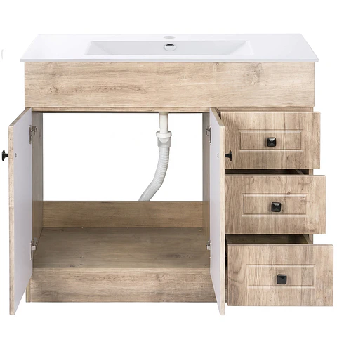 Mueble Vanitorio Habana Nogal con Cubierta de Loza 100x47x80 cm (Incluye Armado)