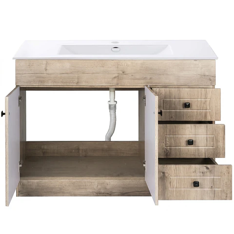 Mueble Vanitorio Habana Nogal con Cubierta de Loza 120x47x80 cm (Incluye Armado)
