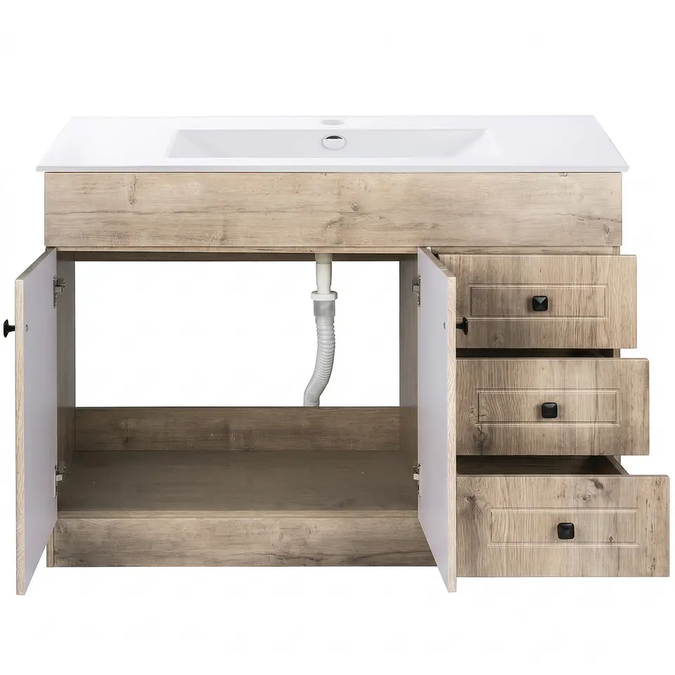Mueble Vanitorio Mónaco Nogal con Cubierta de Loza 120x47x80 cm (Incluye Armado) 2