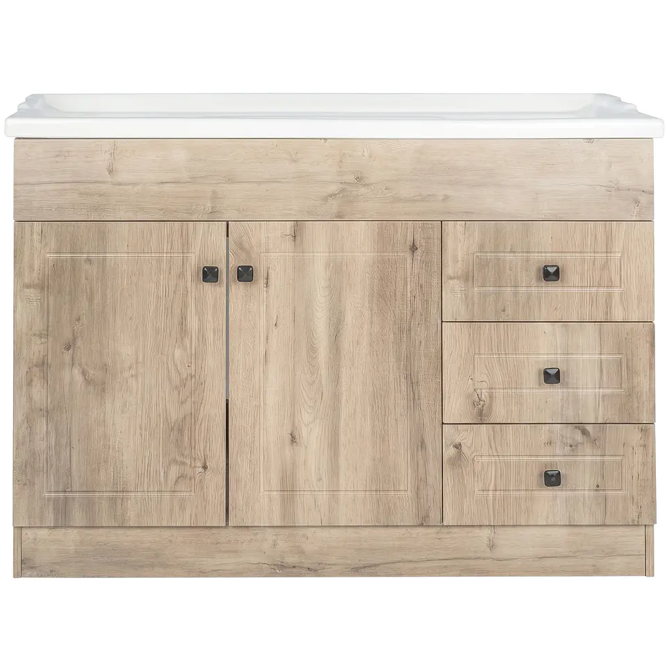 Mueble Vanitorio Mónaco Nogal con Cubierta de Loza 120x47x80 cm (Incluye Armado) 3