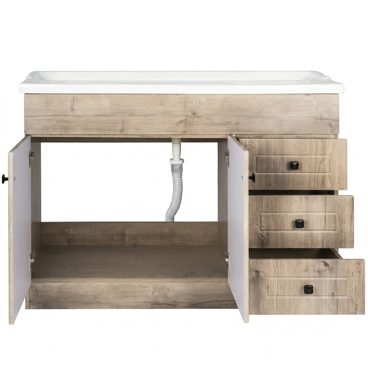 Mueble Vanitorio Mónaco Nogal con Cubierta de Loza 120x47x80 cm (Incluye Armado) 4
