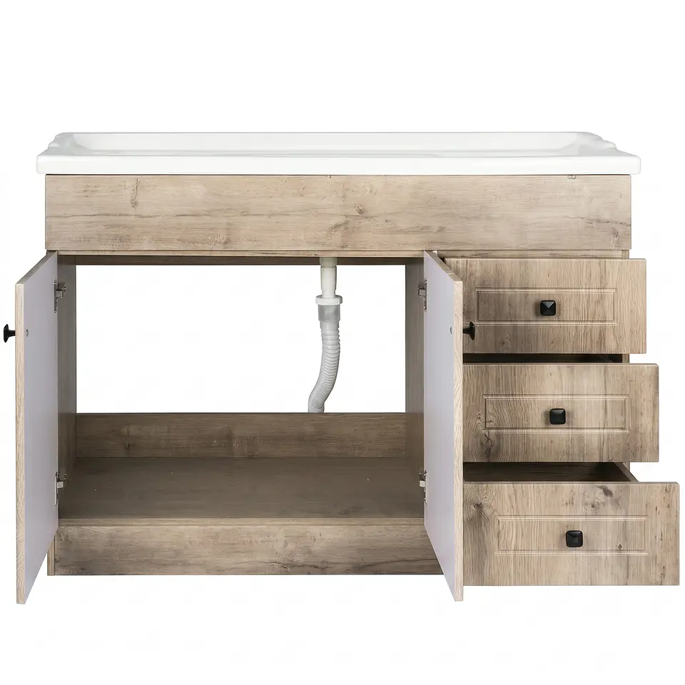 Mueble Vanitorio Mónaco Nogal con Cubierta de Loza 120x47x80 cm (Incluye Armado) 4