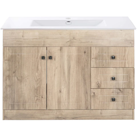 Mueble Vanitorio Habana Nogal con Cubierta de Loza 120x47x80 cm (Incluye Armado)