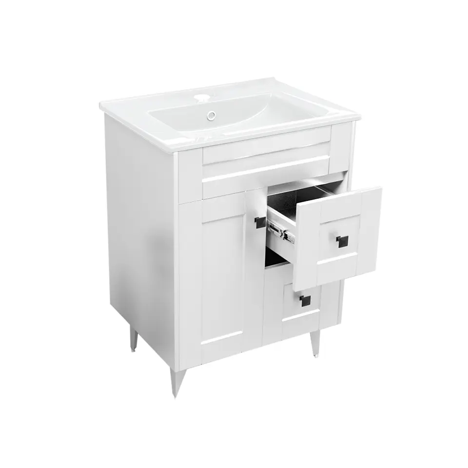 Mueble Vanitorio Nordik Blanco con Cubierta de Loza 60x40x80 cm (Incluye Armado) 2