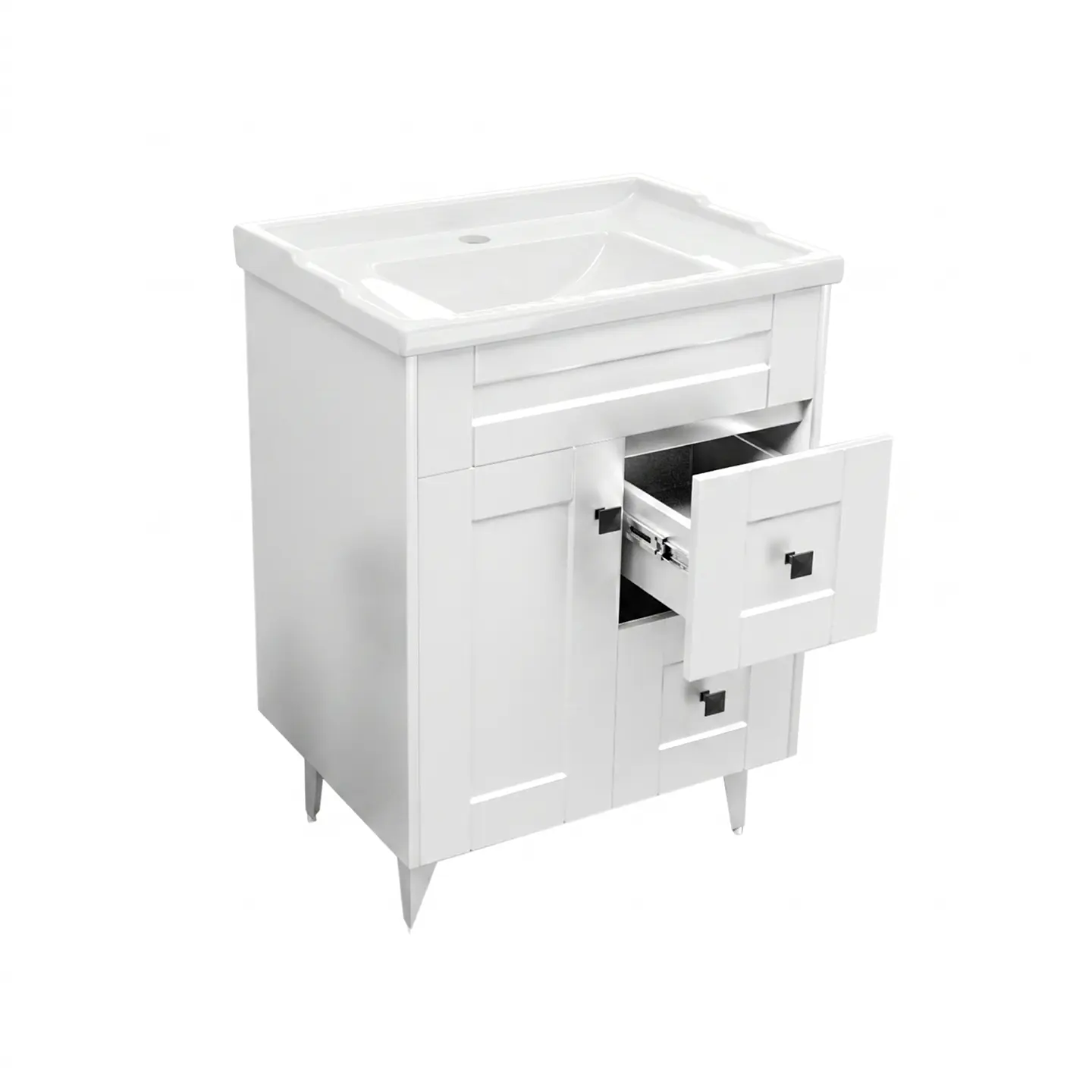Mueble Vanitorio Nordik Blanco con Cubierta de Loza 60x40x80 cm (Incluye Armado) 4