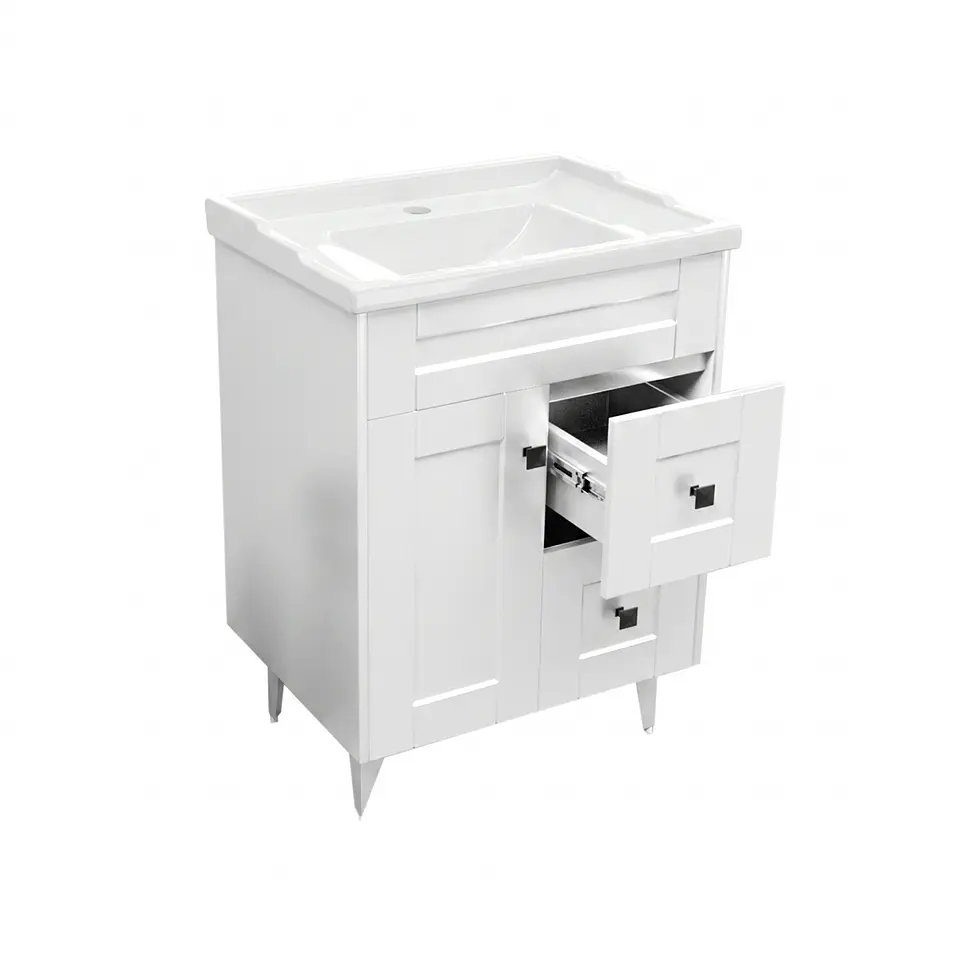 Mueble Vanitorio Nordik Blanco con Cubierta de Loza 60x40x80 cm (Incluye Armado) 4
