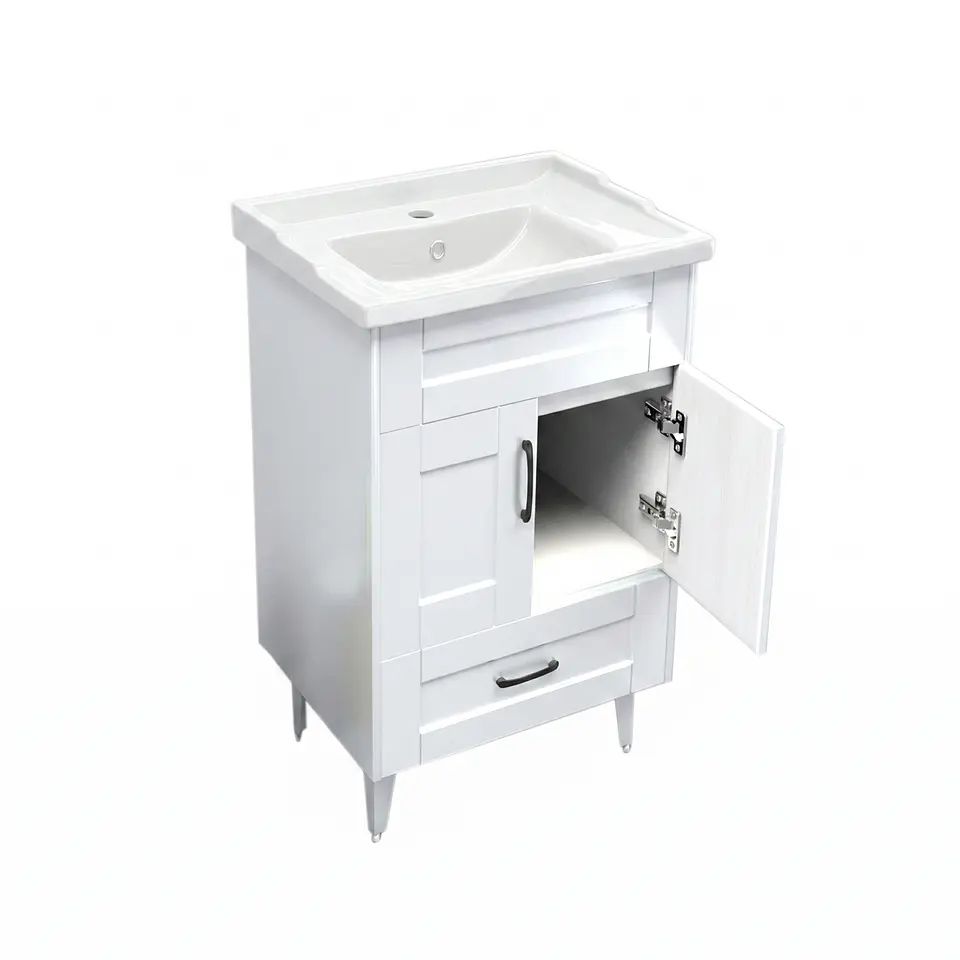 Mueble Vanitorio Nordik Blanco con Cubierta de Loza 60x47x80 cm (Incluye Armado) 4