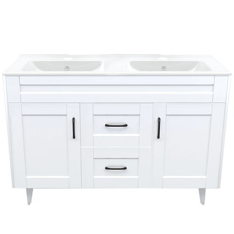 Mueble Vanitorio Nordik Blanco con Cubierta de Loza Doble 120x47x80 cm (Incluye Armado)