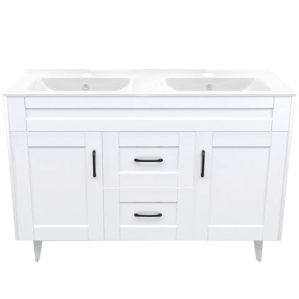 Mueble Vanitorio Nordik Blanco con Cubierta de Loza Doble 120x47x80 cm (Incluye Armado) 1