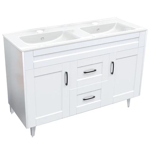 Mueble Vanitorio Nordik Blanco con Cubierta de Loza Doble 120x47x80 cm (Incluye Armado)