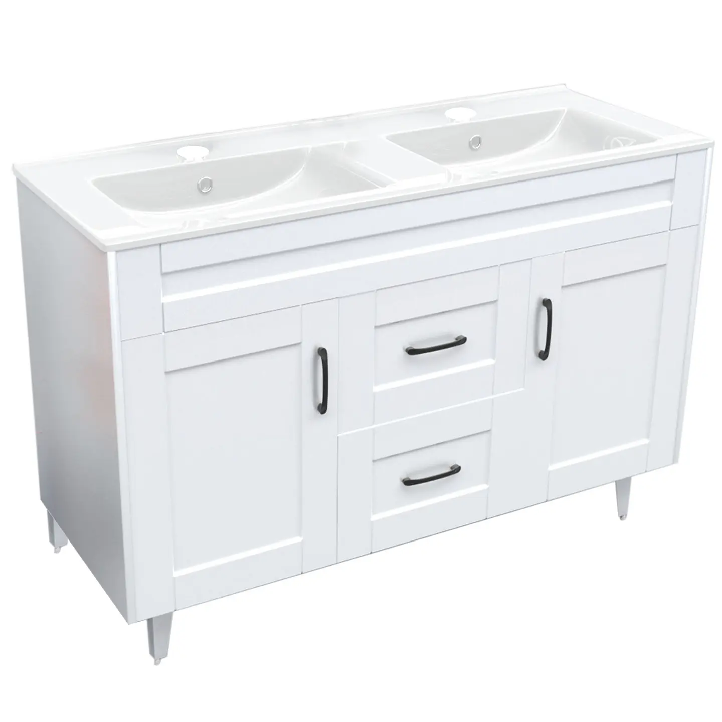 Mueble Vanitorio Nordik Blanco con Cubierta de Loza Doble 120x47x80 cm (Incluye Armado) 2