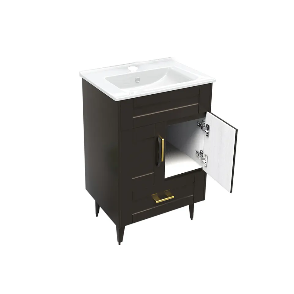Mueble Vanitorio Nordik Café con Cubierta de Loza 50x40x80 cm (Incluye Armado) 4