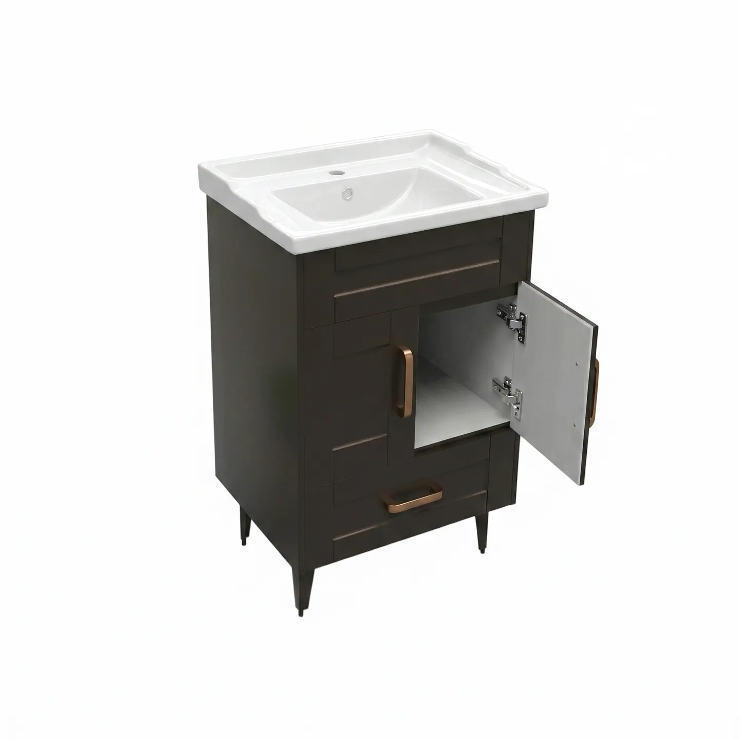 Mueble Vanitorio Nordik Café con Cubierta de Loza 50x40x80 cm (Incluye Armado) 2