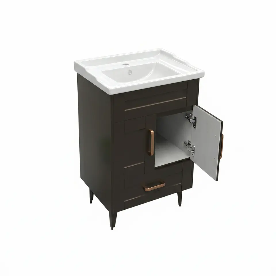Mueble Vanitorio Nordik Café con Cubierta de Loza 50x40x80 cm (Incluye Armado) 2