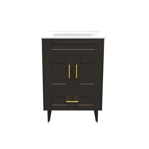 Mueble Vanitorio Nordik Café con Cubierta de Loza 50x40x80 cm (Incluye Armado)
