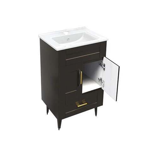 Mueble Vanitorio Nordik Café con Cubierta de Loza 60x47x80 cm (Incluye Armado)