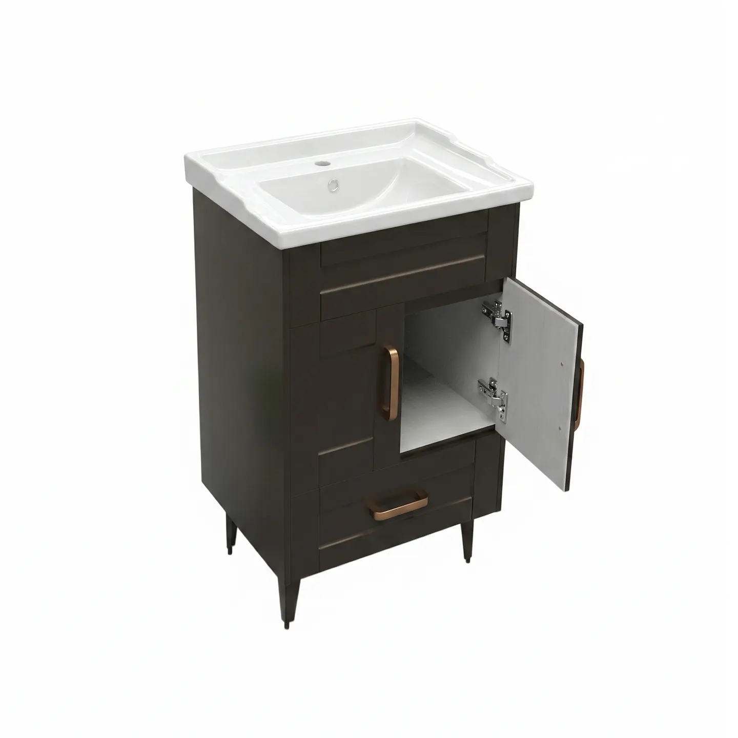Mueble Vanitorio Nordik Café con Cubierta de Loza 60x47x80 cm (Incluye Armado) 4