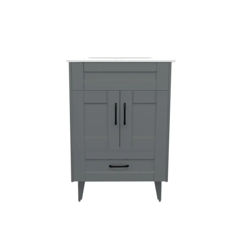 Mueble Vanitorio Nordik Gris con Cubierta de Loza 50x40x80 cm (Incluye Armado) 1