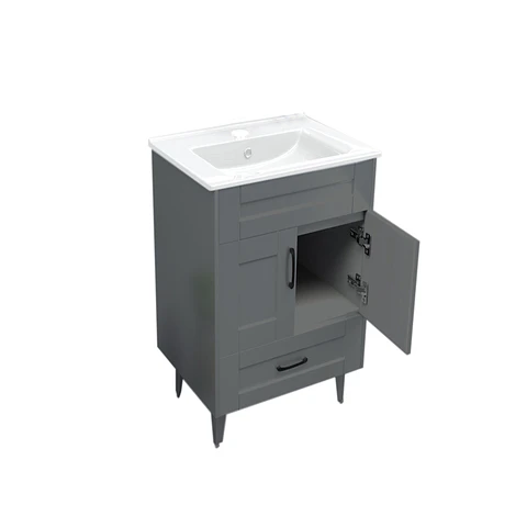 Mueble Vanitorio Nordik Gris con Cubierta de Loza 50x40x80 cm (Incluye Armado)