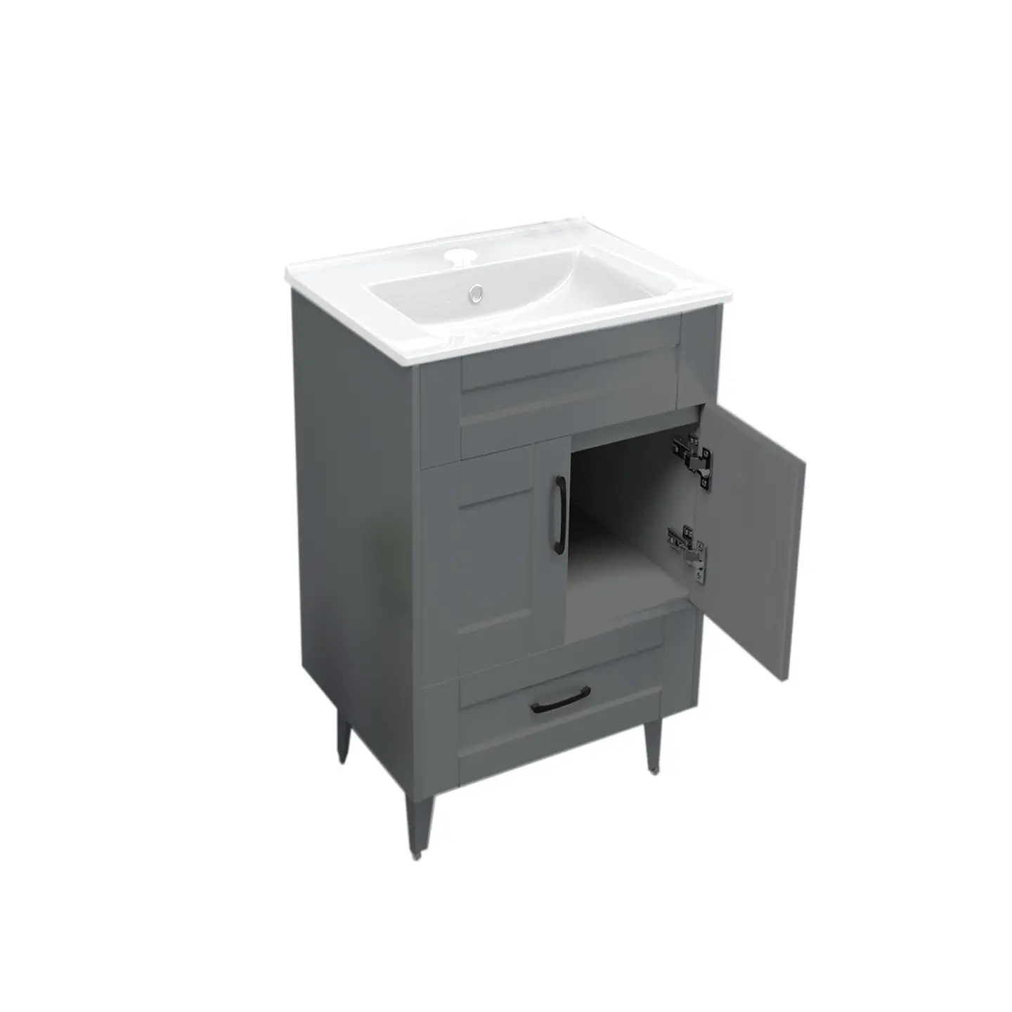 Mueble Vanitorio Nordik Gris con Cubierta de Loza 50x40x80 cm (Incluye Armado) 2