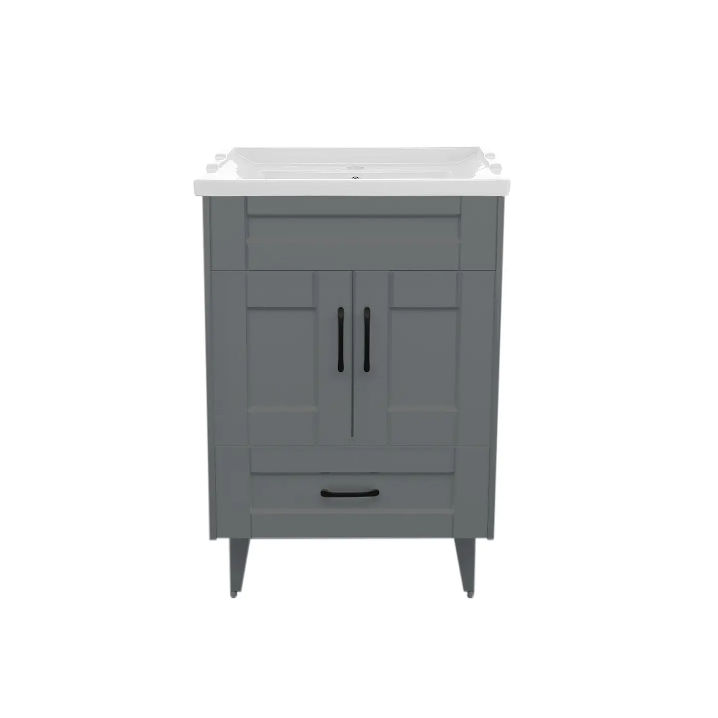 Mueble Vanitorio Nordik Gris con Cubierta de Loza 50x40x80 cm (Incluye Armado) 3
