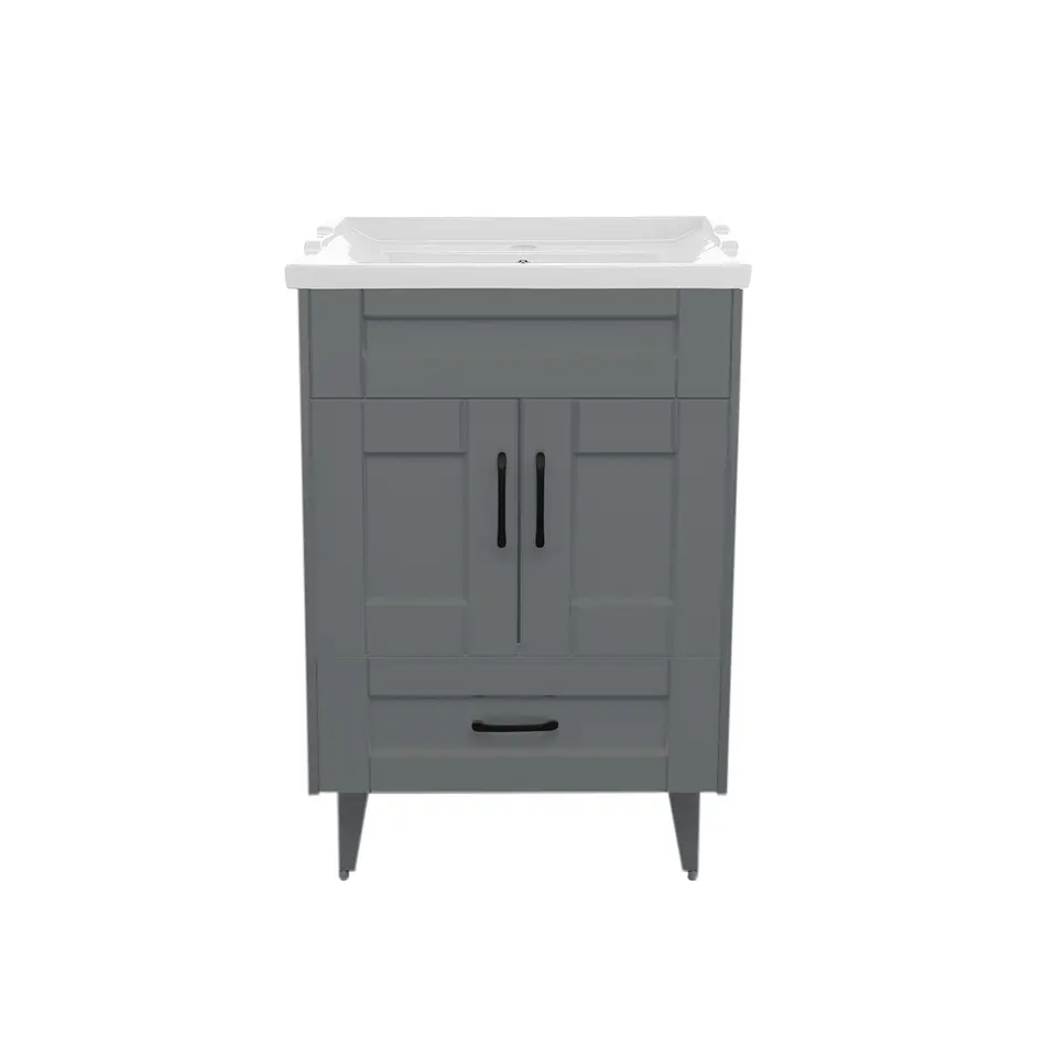 Mueble Vanitorio Nordik Gris con Cubierta de Loza 50x40x80 cm (Incluye Armado) 3