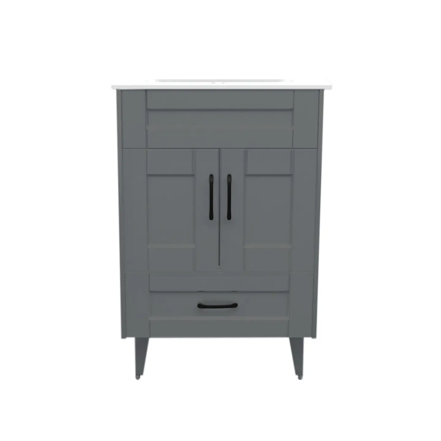 Mueble Vanitorio Nordik Gris con Cubierta de Loza 60x47x80 cm (Incluye Armado) 1