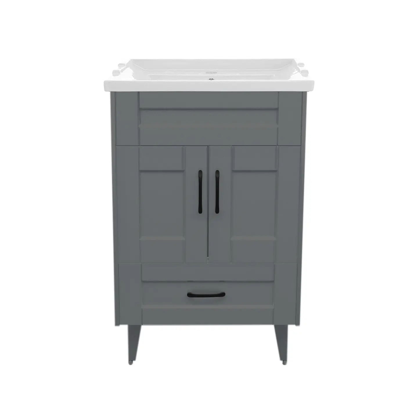 Mueble Vanitorio Nordik Gris con Cubierta de Loza 60x47x80 cm (Incluye Armado) 3