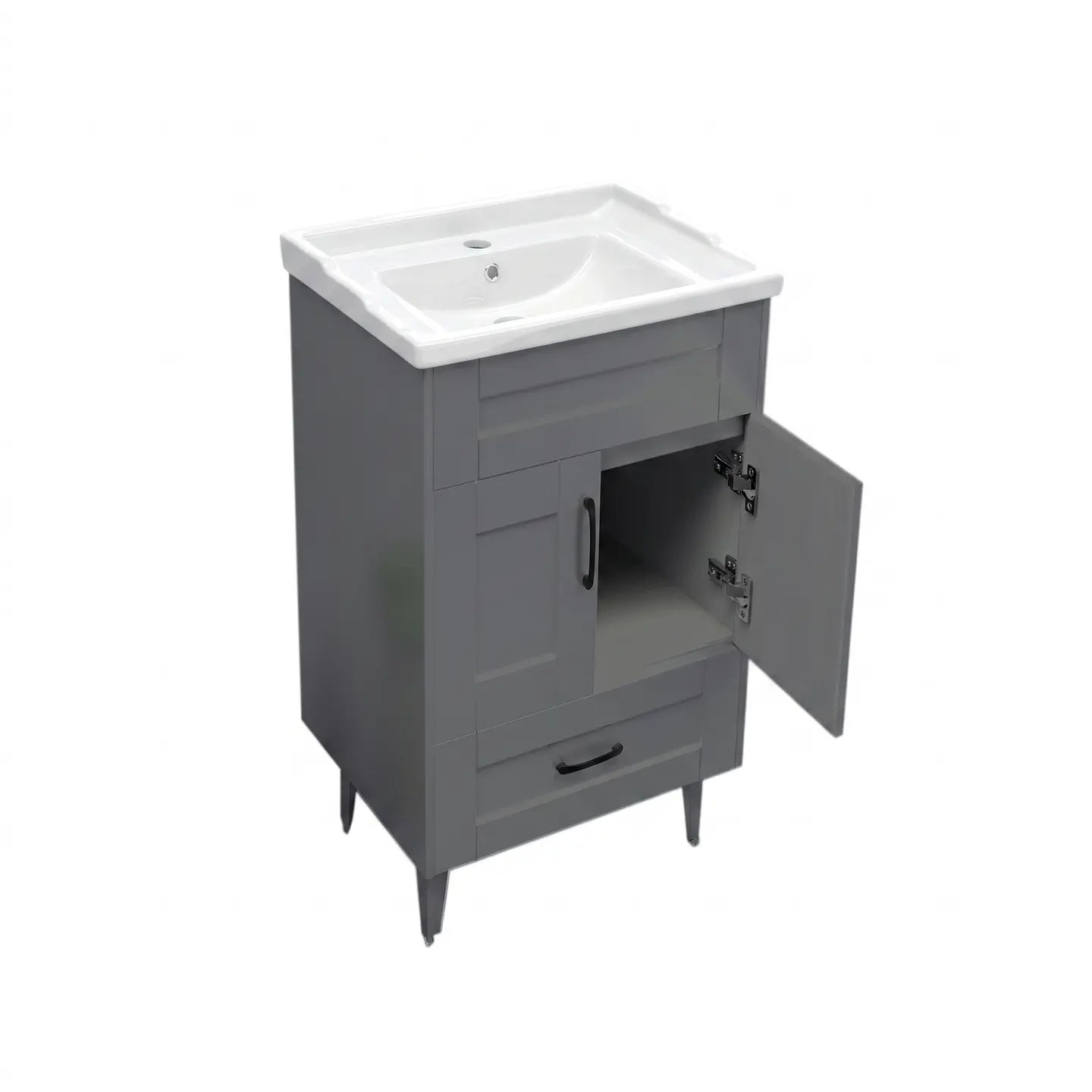 Mueble Vanitorio Nordik Gris con Cubierta de Loza 60x47x80 cm (Incluye Armado) 4