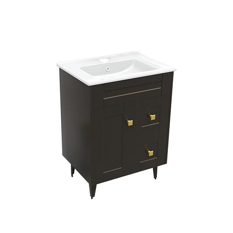 Mueble Vanitorio Nordik Café con Cubierta de Loza 60x40x80 cm (Incluye Armado)