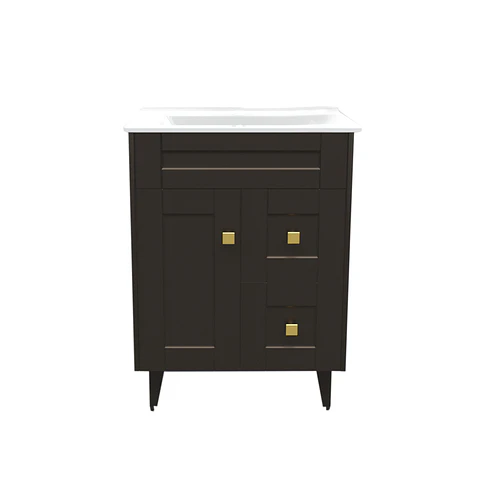 Mueble Vanitorio Nordik Café con Cubierta de Loza 60x40x80 cm (Incluye Armado)