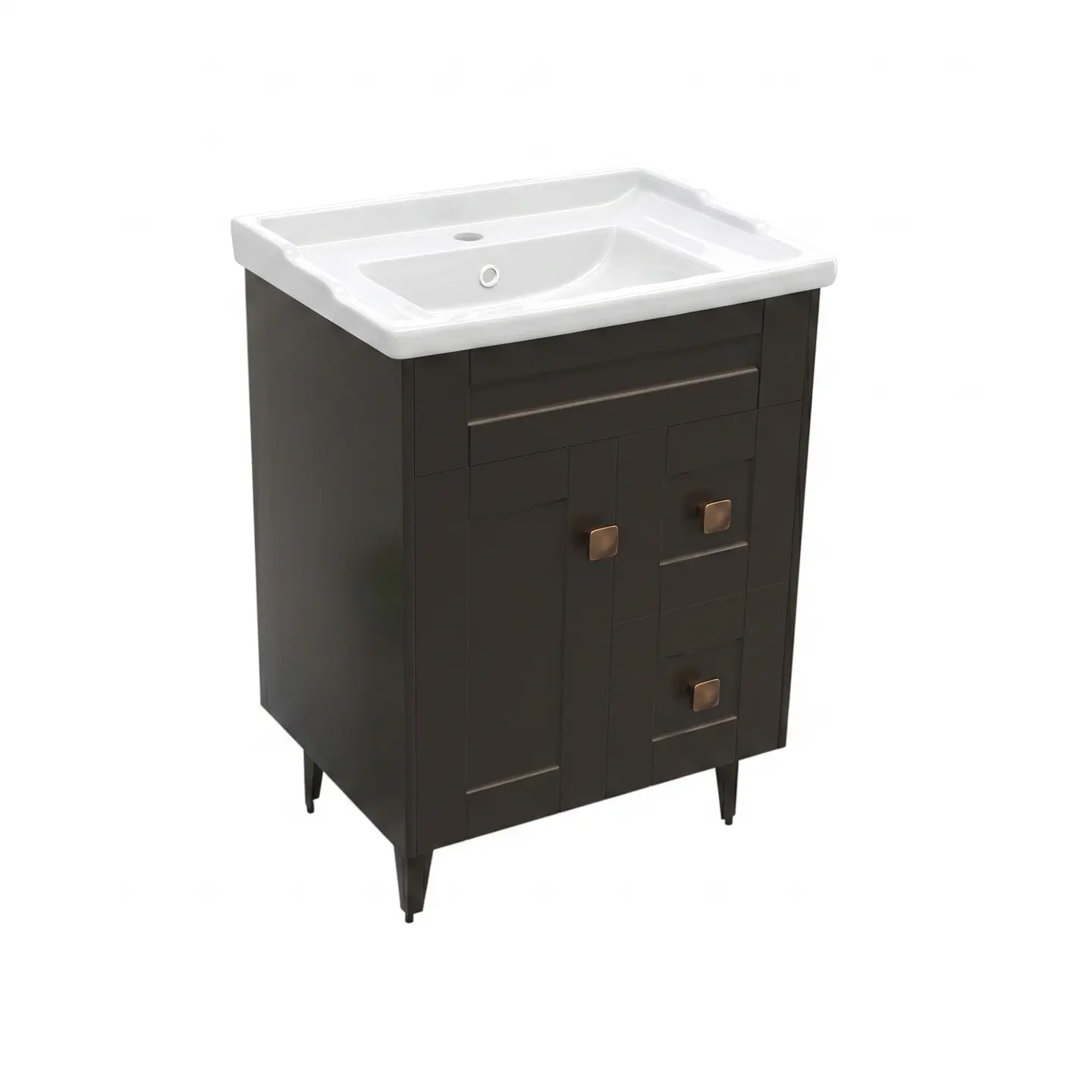 Mueble Vanitorio Nordik Café con Cubierta de Loza 60x40x80 cm (Incluye Armado) 4