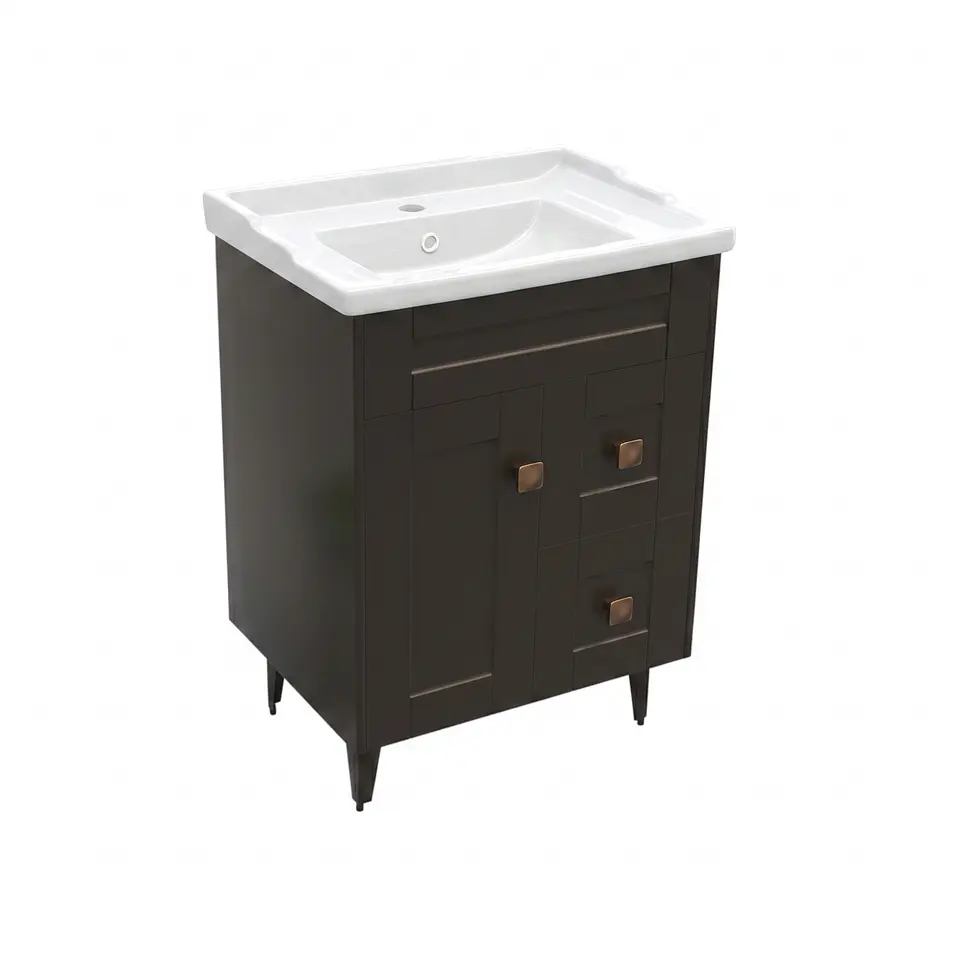 Mueble Vanitorio Nordik Café con Cubierta de Loza 60x40x80 cm (Incluye Armado) 4