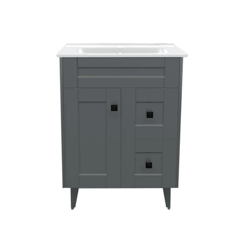Mueble Vanitorio Nordik Gris con Cubierta de Loza 60x40x80 cm (Incluye Armado)