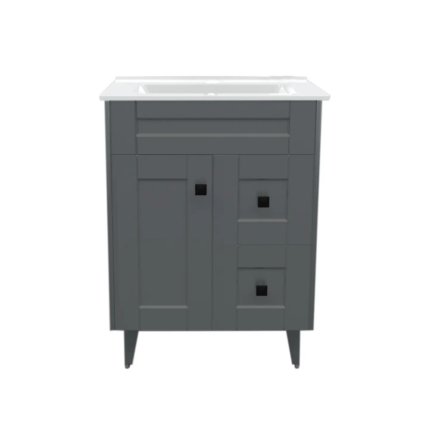 Mueble Vanitorio Nordik Gris con Cubierta de Loza 60x40x80 cm (Incluye Armado) 1
