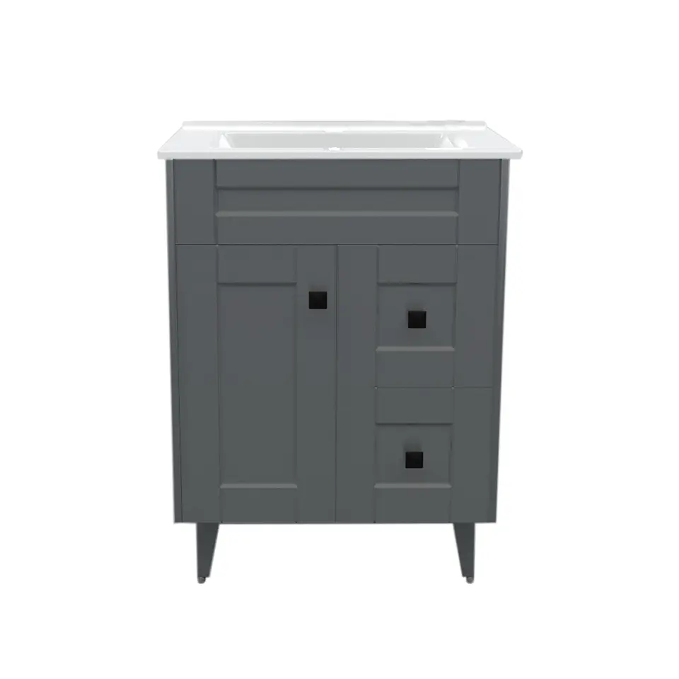 Mueble Vanitorio Nordik Gris con Cubierta de Loza 60x40x80 cm (Incluye Armado) 1