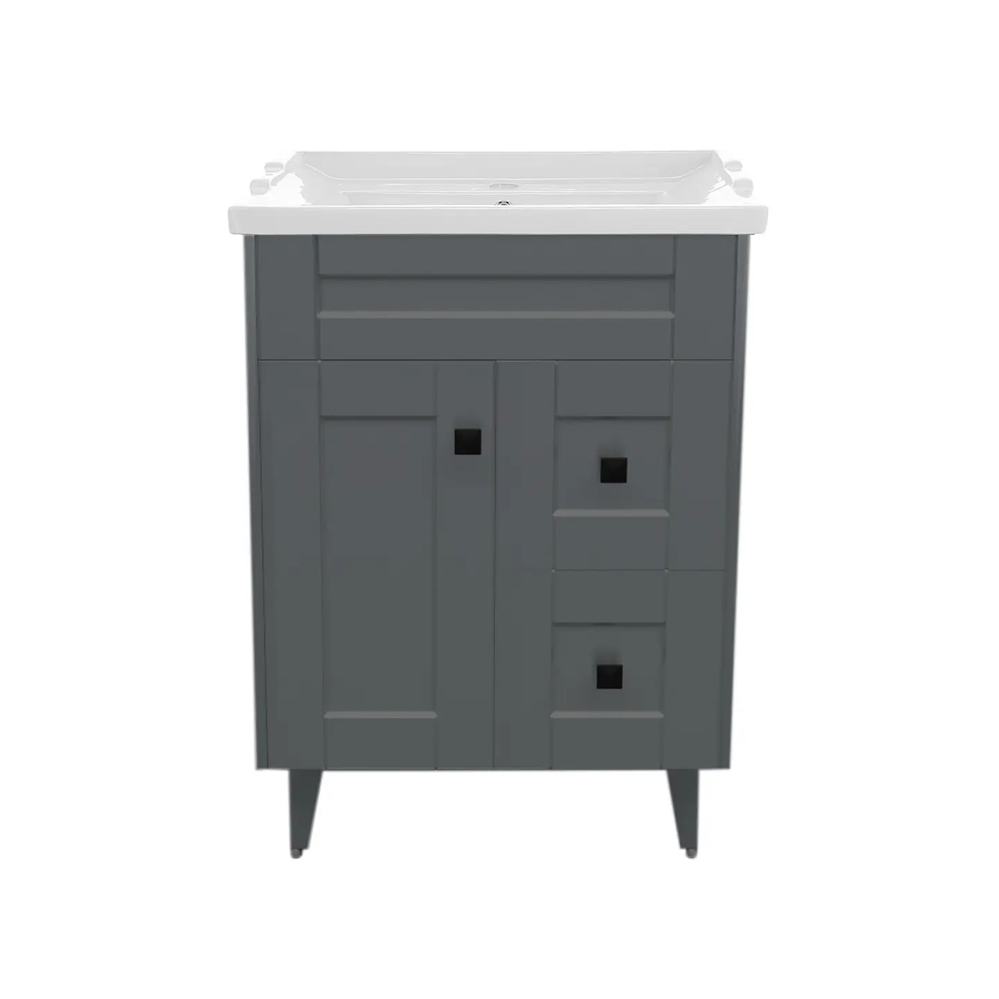 Mueble Vanitorio Nordik Gris con Cubierta de Loza 60x40x80 cm (Incluye Armado) 3