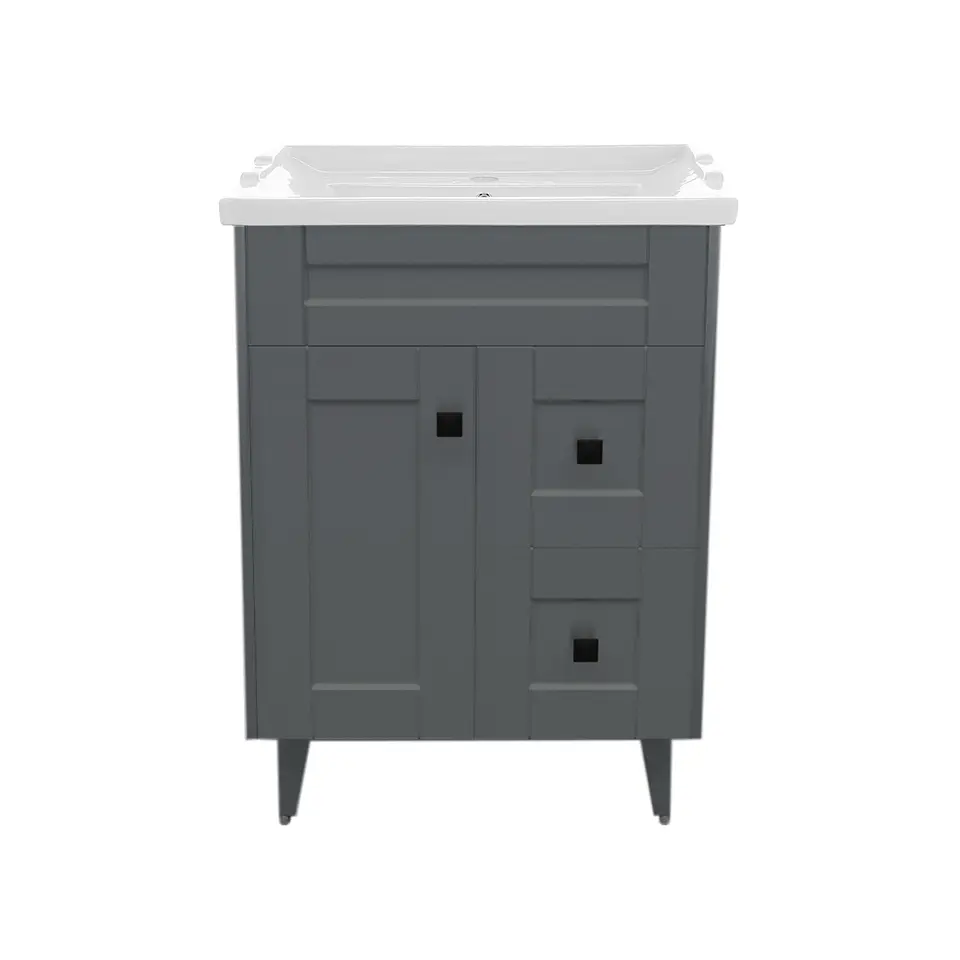Mueble Vanitorio Nordik Gris con Cubierta de Loza 60x40x80 cm (Incluye Armado) 3