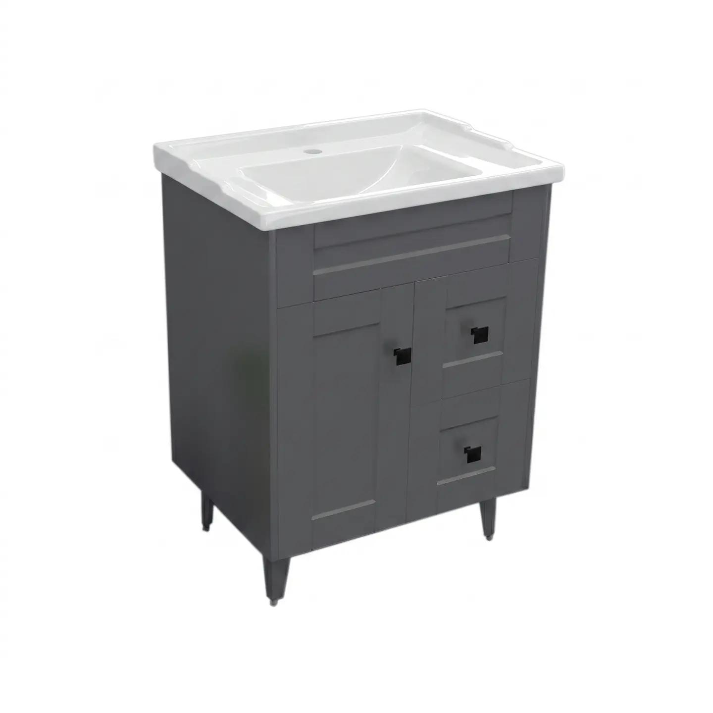 Mueble Vanitorio Nordik Gris con Cubierta de Loza 60x40x80 cm (Incluye Armado) 4