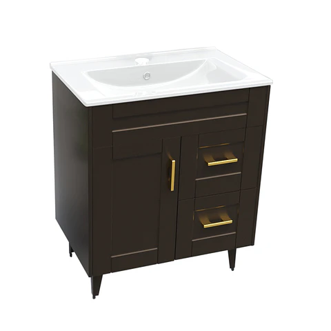 Mueble Vanitorio Nordik Café con Cubierta de Loza 70x47x80 cm (Incluye Armado)