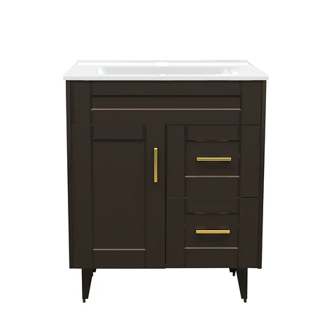 Mueble Vanitorio Nordik Café con Cubierta de Loza 70x47x80 cm (Incluye Armado)