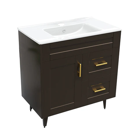 Mueble Vanitorio Nordik Café con Cubierta de Loza 80x47x80 cm (Incluye Armado)