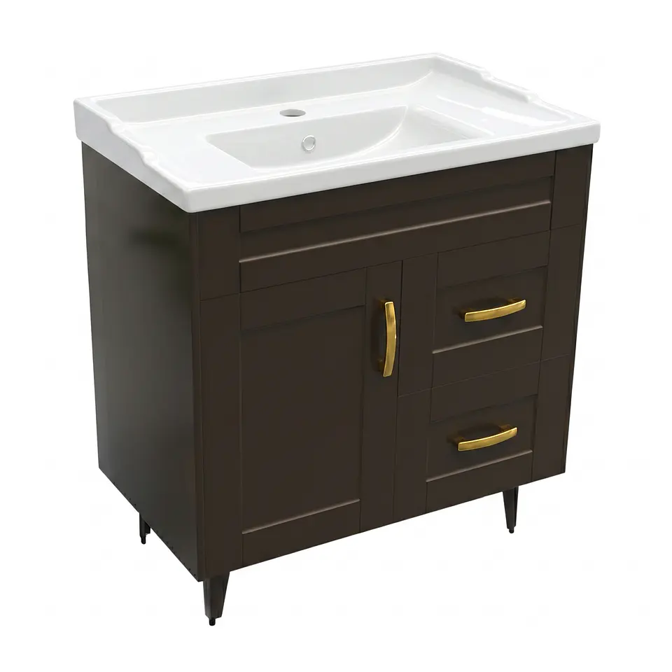 Mueble Vanitorio Nordik Café con Cubierta de Loza 80x47x80 cm (Incluye Armado) 4