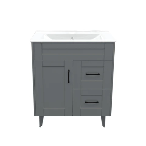 Mueble Vanitorio Nordik Gris con Cubierta de Loza 70x47x80 cm (Incluye Armado)