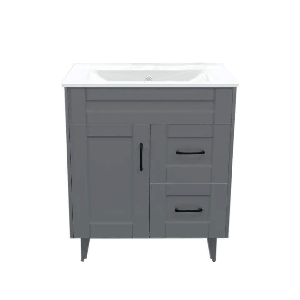 Mueble Vanitorio Nordik Gris con Cubierta de Loza 70x47x80 cm (Incluye Armado) 1