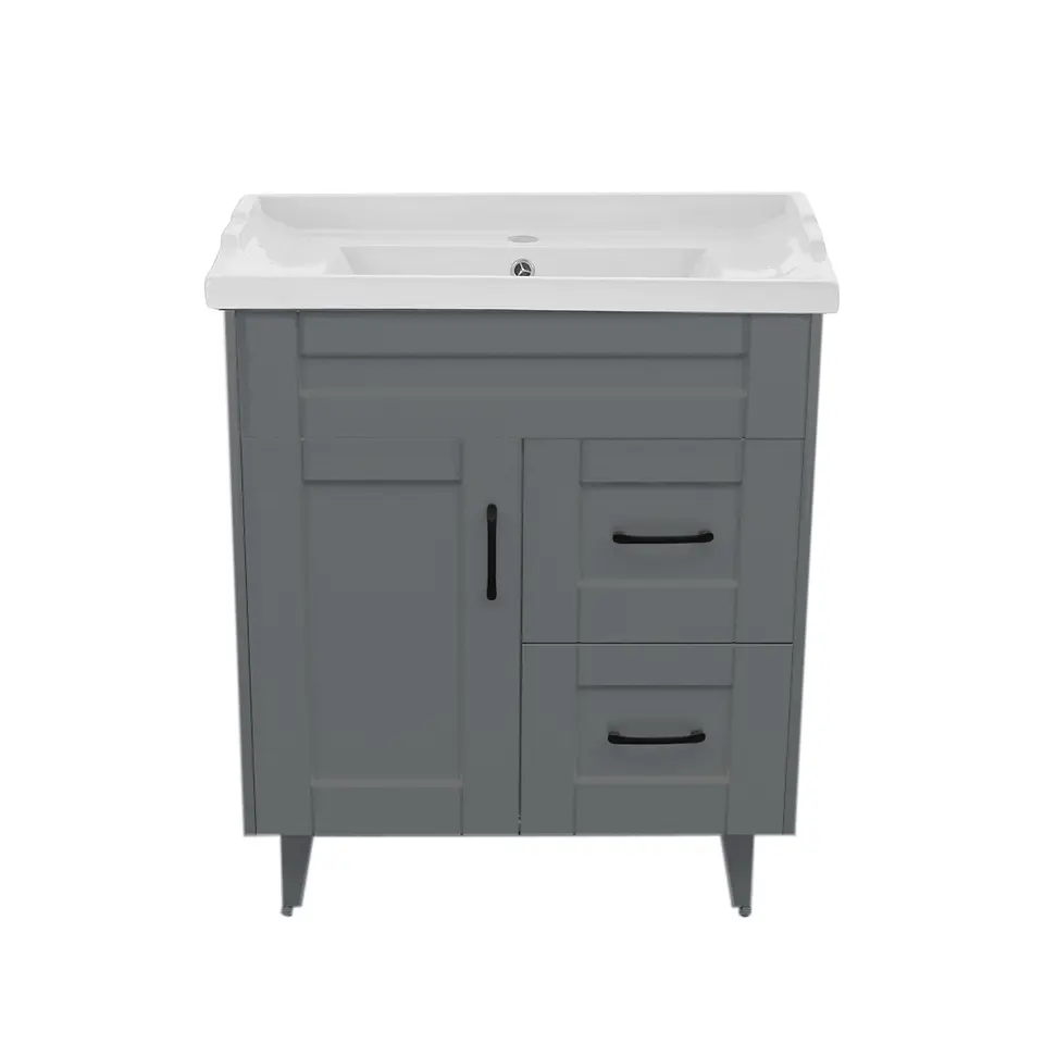 Mueble Vanitorio Nordik Gris con Cubierta de Loza 70x47x80 cm (Incluye Armado) 3