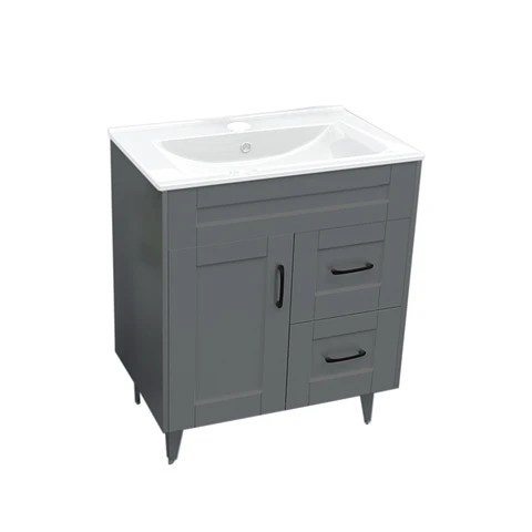 Mueble Vanitorio Nordik Gris con Cubierta de Loza 70x47x80 cm (Incluye Armado)